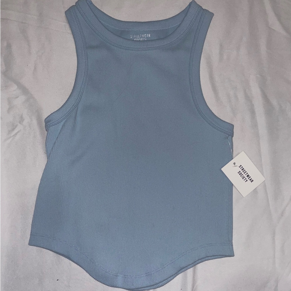 Blue cropped tank top